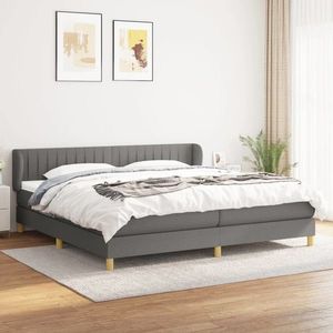 vidaXL Pat box spring cu saltea, gri închis, 200x200 cm, textil imagine