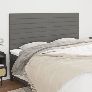 vidaXL Tăblii de pat, 4 buc, gri închis, 80x5x78/88 cm, textil imagine