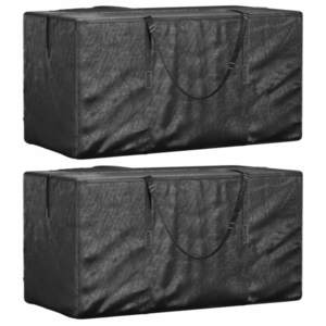 vidaXL Genți depozitare perne, 2 buc., negru, 150x75x75 cm polietilenă imagine