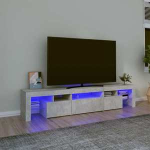 vidaXL Comodă TV cu lumini LED, gri beton, 200x36, 5x40 cm imagine
