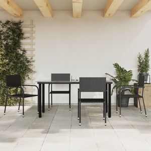 vidaXL Set mobilier de grădină, 5 piese, negru, poliratan imagine