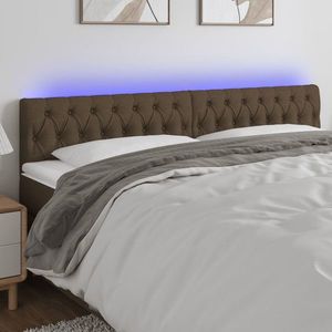 vidaXL Tăblie de pat cu LED, maro închis, 180x7x78/88 cm, textil imagine