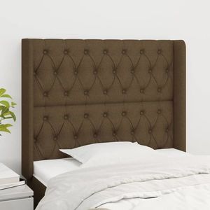 vidaXL Tăblie de pat cu aripioare maro închis 103x16x118/128 cm textil imagine