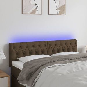 vidaXL Tăblie de pat cu LED, maro închis, 160x7x78/88 cm, textil imagine