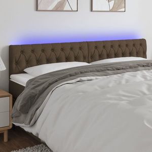 vidaXL Tăblie de pat cu LED, maro închis, 200x7x78/88 cm, textil imagine