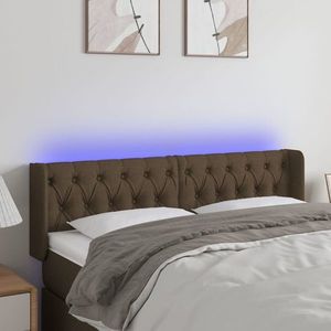 vidaXL Tăblie de pat cu LED, maro închis, 163x16x78/88 cm, textil imagine