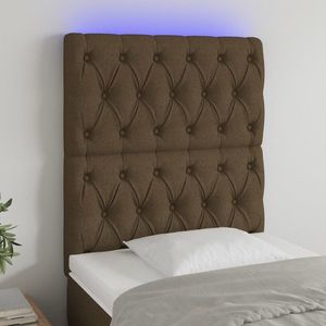 vidaXL Tăblie de pat cu LED, maro închis, 80x7x118/128 cm, textil imagine