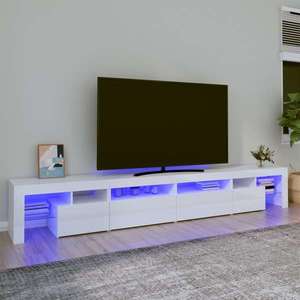 vidaXL Comodă TV cu lumini LED, alb extralucios, 260x36, 5x40cm imagine