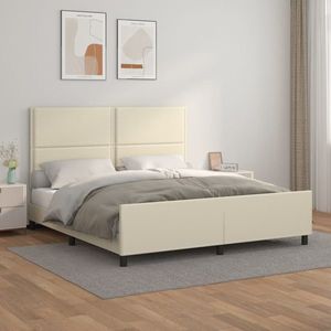 vidaXL Cadru de pat cu tăblie, crem, 180x200 cm, piele ecologică imagine