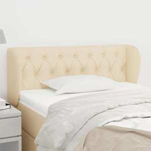 vidaXL Tăblie de pat cu aripioare crem 103x23x78/88 cm textil imagine