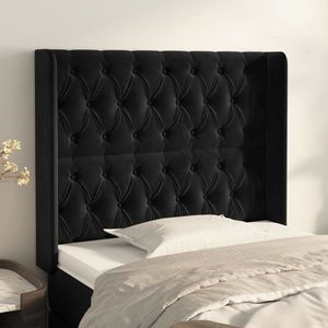 vidaXL Tăblie de pat cu aripioare, negru, 93x16x118/128 cm, catifea imagine