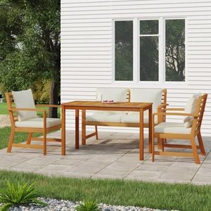vidaXL Set mobilier de grădină cu perne, 4 piese, lemn masiv de acacia imagine