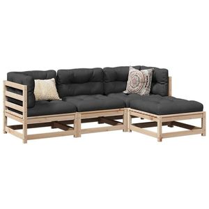 vidaXL Set canapele de grădină cu perne, 4 piese, lemn masiv de pin imagine