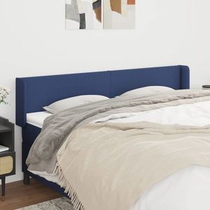 vidaXL Tăblie de pat cu aripioare albastru 163x16x78/88 cm textil imagine