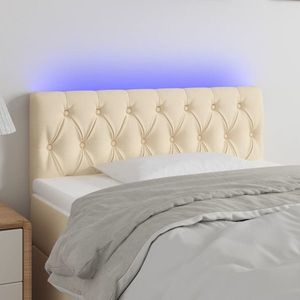 vidaXL Tăblie de pat cu LED, crem, 100x7x78/88 cm, textil imagine