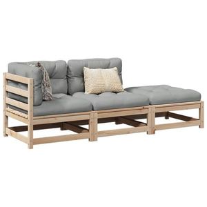 vidaXL Set canapele de grădină cu perne, 3 piese, lemn masiv de pin imagine
