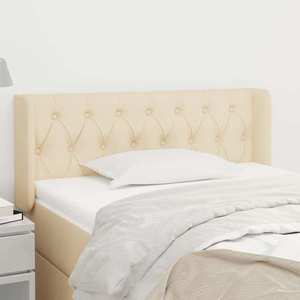 vidaXL Tăblie de pat cu aripioare crem 103x16x78/88 cm textil imagine