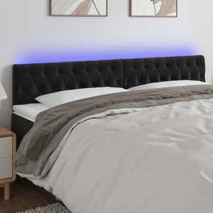 vidaXL Tăblie de pat cu LED, negru, 180x7x78/88 cm, catifea imagine
