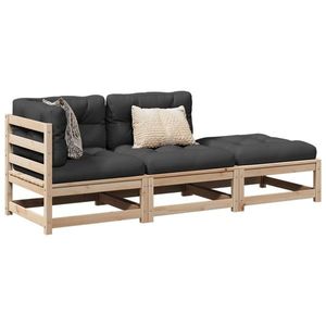 vidaXL Set canapele de grădină cu perne, 3 piese, lemn masiv de pin imagine