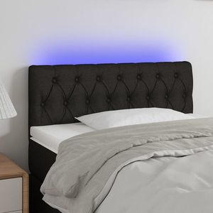 vidaXL Tăblie de pat cu LED, negru, 100x7x78/88 cm, textil imagine