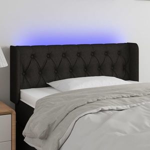 vidaXL Tăblie de pat cu LED, negru, 103x16x78/88 cm, textil imagine