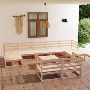 vidaXL Set mobilier de grădină, 10 piese, lemn masiv de pin imagine
