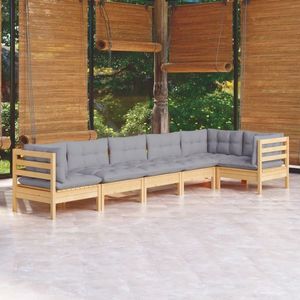 vidaXL Set mobilier grădină cu perne, 6 piese, gri, lemn masiv de pin imagine