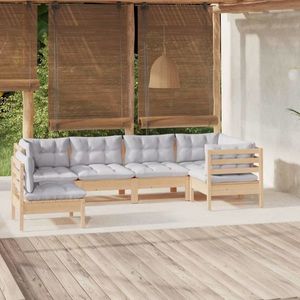 vidaXL Set mobilier de grădină cu perne gri, 6 piese imagine