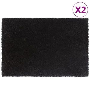 vidaXL Covoraș de ușă, 2 buc., negru, 40x60 cm, fibre de cocos imagine