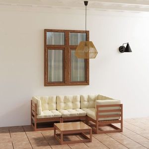 vidaXL Set mobilier de grădină cu perne, 5 piese, lemn masiv pin imagine