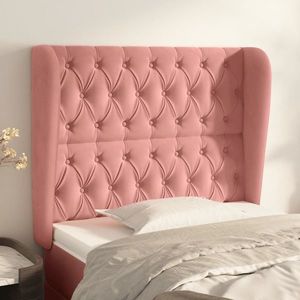 vidaXL Tăblie de pat cu aripioare, roz, 93x23x118/128 cm, catifea imagine