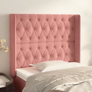 vidaXL Tăblie de pat cu aripioare, roz, 93x16x118/128 cm, catifea imagine