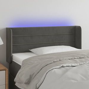 vidaXL Tăblie de pat cu LED, gri închis, 103x16x78/88 cm, catifea imagine