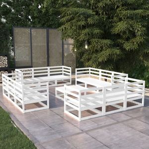 vidaXL Set mobilier de grădină, 13 piese, lemn masiv de pin imagine