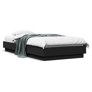 vidaXL Cadru de pat, negru, 90x190 cm, lemn prelucrat imagine