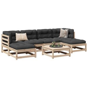vidaXL Set canapele grădină cu perne, 7 piese, lemn masiv de pin imagine