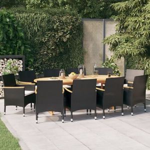 vidaXL Set mobilier de grădină cu perne, negru, 11 piese imagine