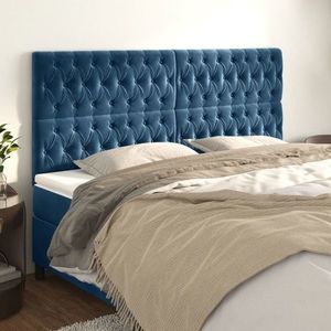 vidaXL Tăblii de pat, 4 buc, albastru închis, 100x7x78/88 cm, catifea imagine