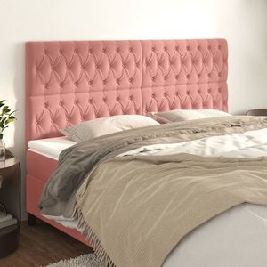 vidaXL Tăblii de pat, 4 buc, roz, 90x7x78/88 cm, catifea imagine