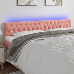 vidaXL Tăblie de pat cu LED, roz, 180x7x78/88 cm, catifea imagine