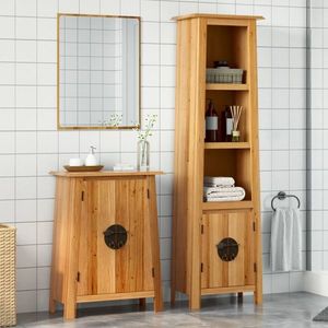 vidaXL Set mobilier de baie, 2 piese, lemn masiv de pin imagine