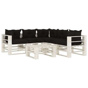 vidaXL Set mobilier de grădină, cu perne negre, 6 piese imagine