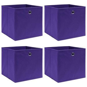 vidaXL Cutii de depozitare, 4 buc., violet, 32x32x32 cm, textil imagine