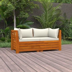 vidaXL Canapea de grădină cu 2 locuri, cu perne, lemn masiv de acacia imagine