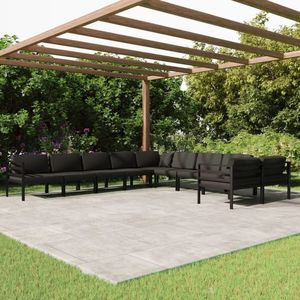 vidaXL Set mobilier de grădină cu perne, 10 piese, antracit, aluminiu imagine