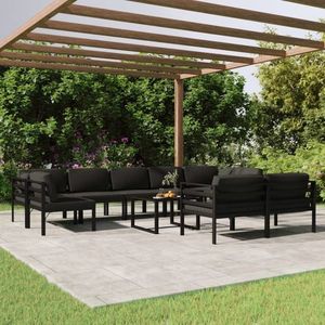 vidaXL Set mobilier de grădină cu perne, 10 piese, antracit, aluminiu imagine