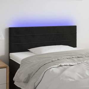 vidaXL Tăblie de pat cu LED, negru, 100x5x78/88 cm, catifea imagine