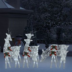 vidaXL Reni de Crăciun, 6 buc., alb și alb rece, plasă imagine