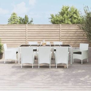 vidaXL Set mobilier de grădină cu perne, 9 piese, alb, poliratan imagine