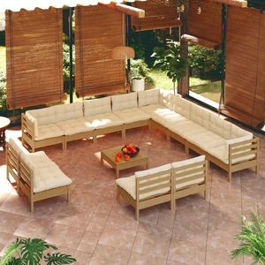 vidaXL Set mobilier grădină cu perne, 14 piese, maro miere, lemn pin imagine